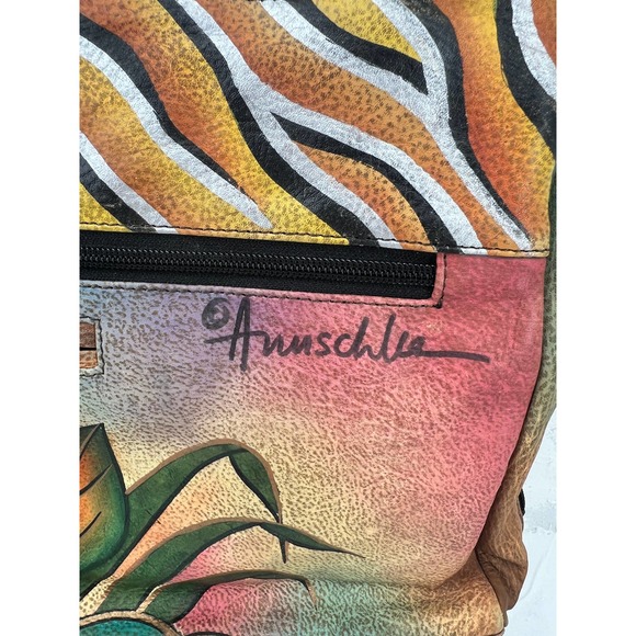 Anuschka Hand Painted Purse Cross Body Bag Butterfly Shoulder Boho - Picture 3 of 12